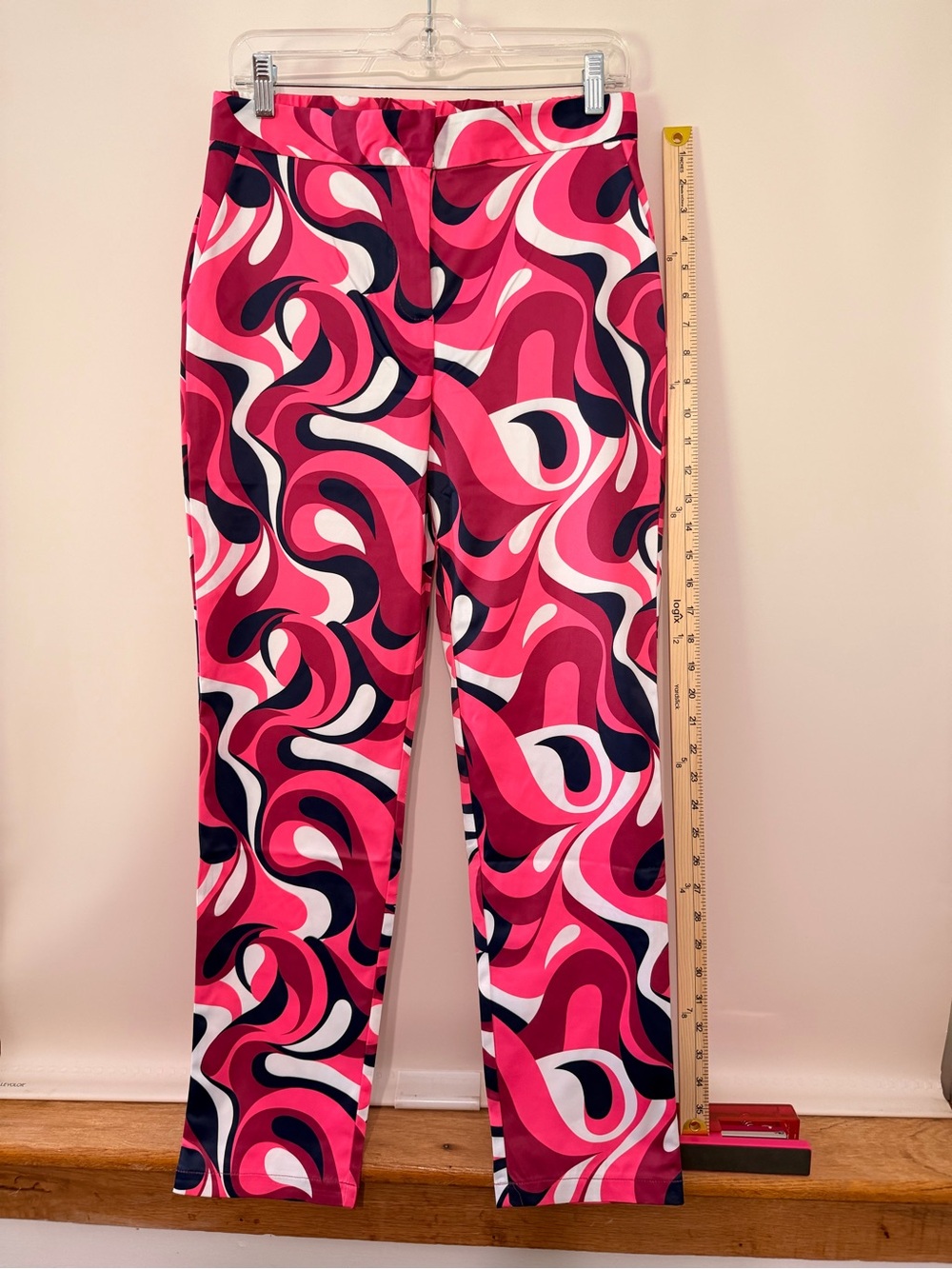 Ovi Pink Navy White Swirl Pattern Pants